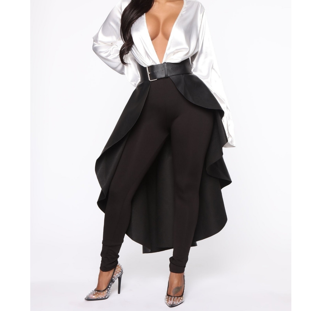 Faux Leather Skirt  Belt